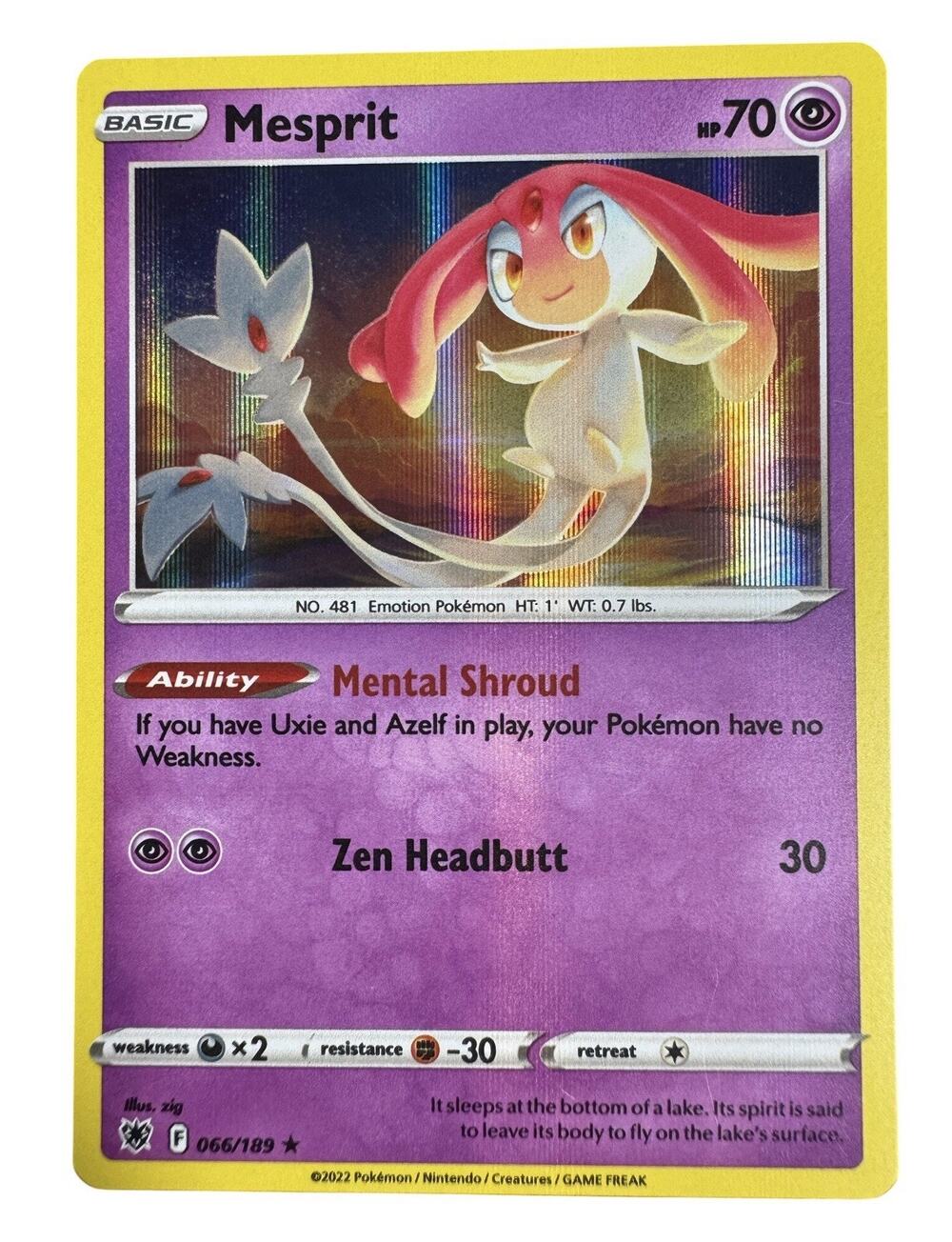 Mesprit 066/189 Holo Rare Astral Radiance Pokemon Card Holo 2022